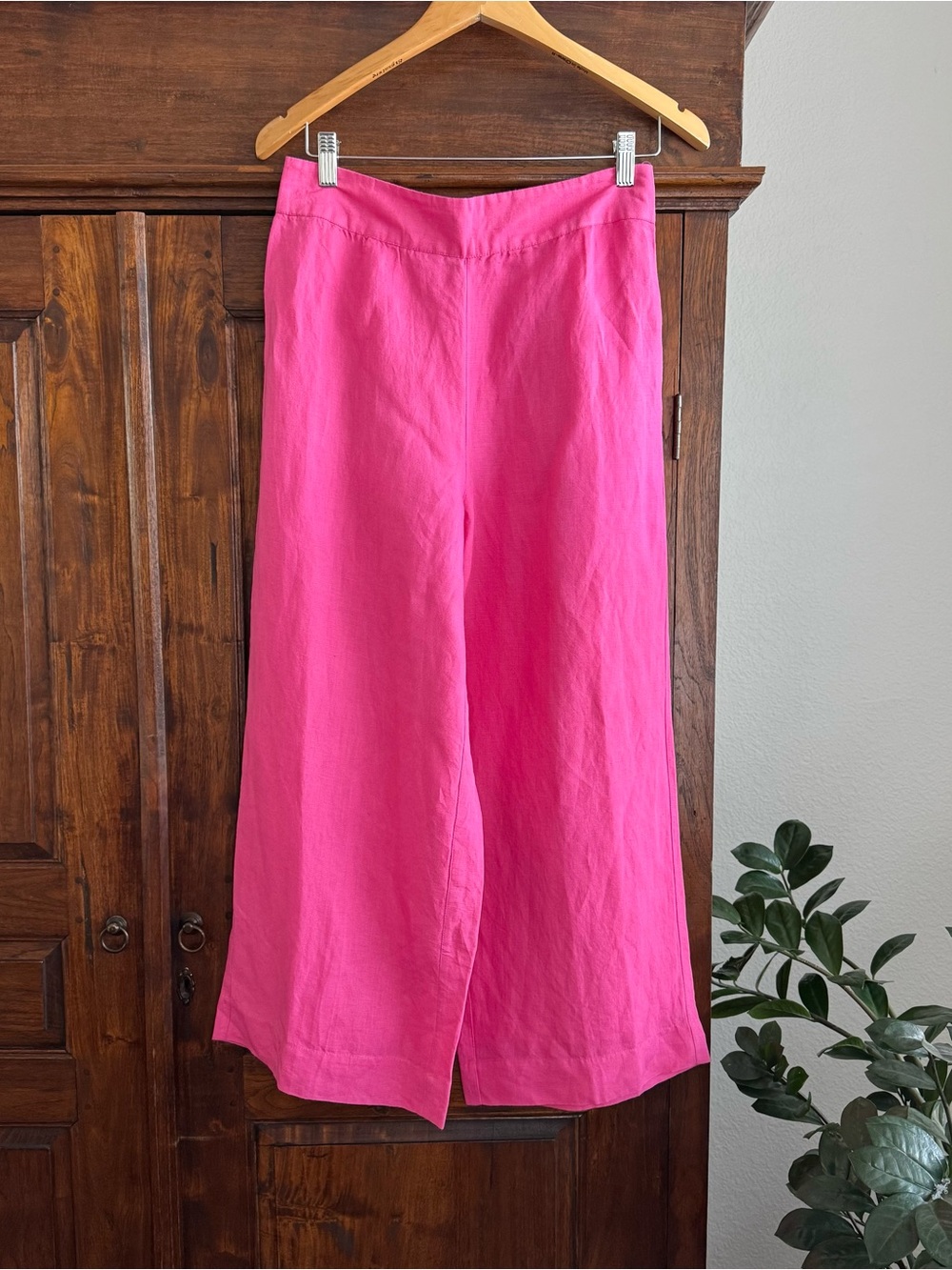 Boston Proper Malibu Linen Cropped Pant Pink Color